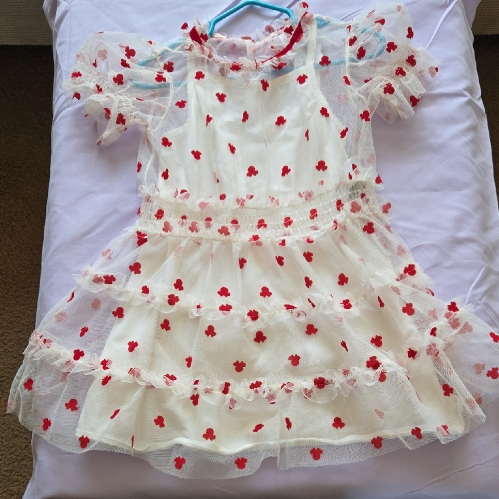Disney Kids Dress with Red Floral Pattern